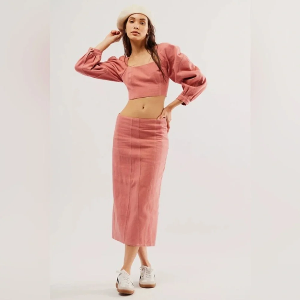 Free People Marley Denim Set Rose Pink NWOT Size‎ 0